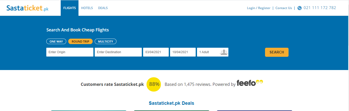 Pakistan Airline Tickets Price at Sastaticket.pk