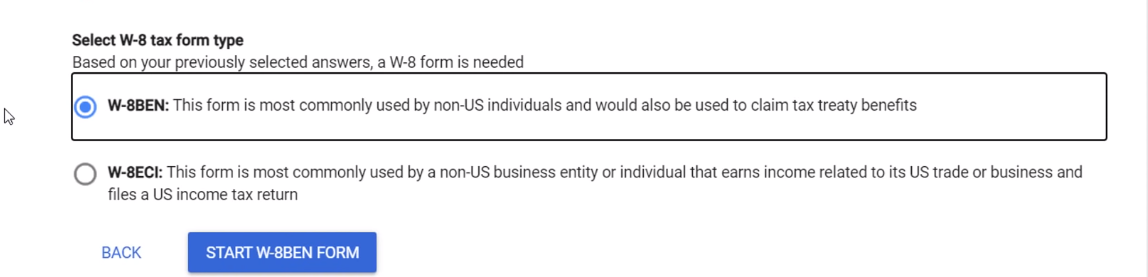 Select the Tax form type for individuals