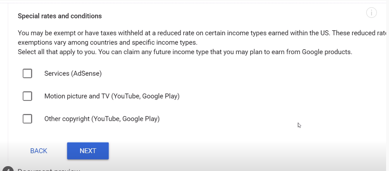 Google AdSense tax form for youtubers