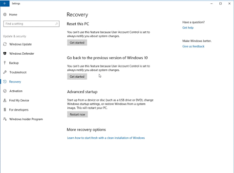 Creating recovery for windows 