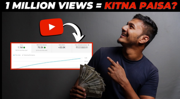 How Much YouTube pay for 1 Million views in India