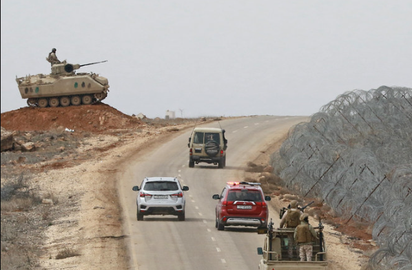 Jordanian soldiers patrolling along the border